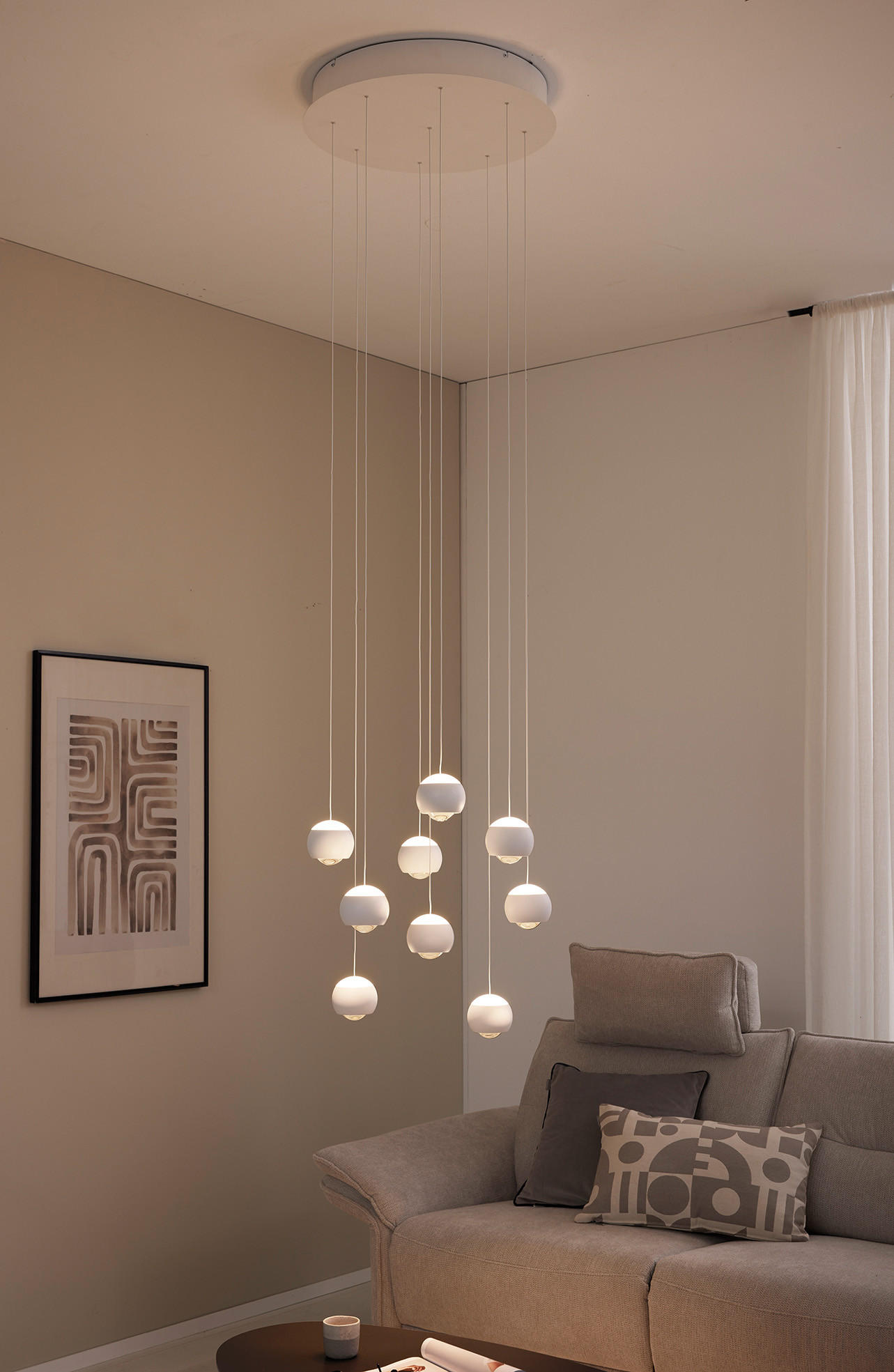 LED-HÄNGELEUCHTE Musterring 54/200 cm   - Weiß, KONVENTIONELL, Kunststoff/Metall (54/200cm) - Musterring