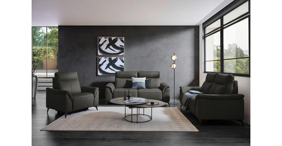 SESSEL in Echtleder Anthrazit  - Anthrazit/Schwarz, Design, Leder/Metall (107/105/98cm) - Belluti