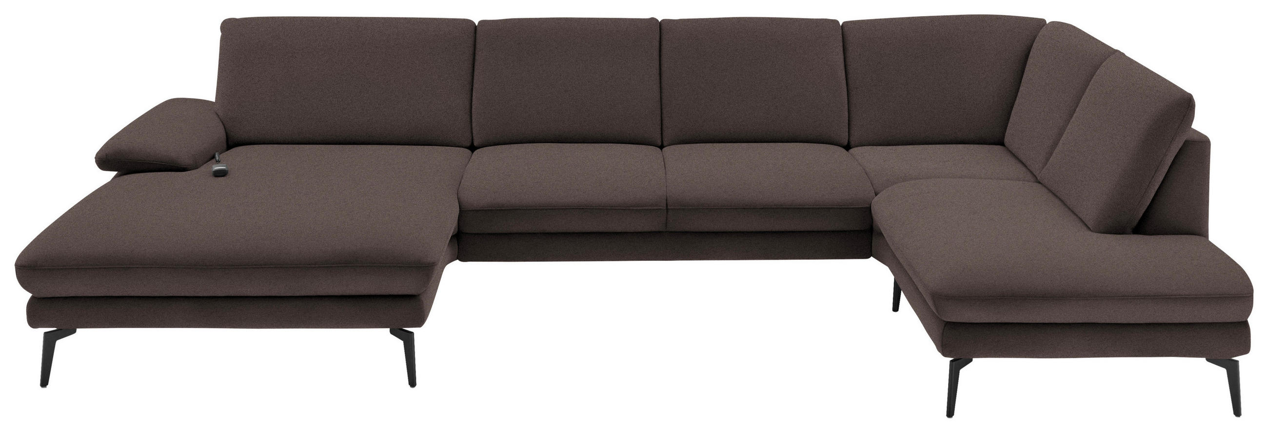WOHNLANDSCHAFT in Webstoff Dunkelbraun  - Dunkelbraun/Schwarz, Design, Textil/Metall (180/344/208cm) - Dieter Knoll
