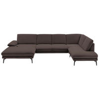 WOHNLANDSCHAFT in Webstoff Dunkelbraun  - Dunkelbraun/Schwarz, Design, Textil/Metall (180/344/208cm) - Dieter Knoll