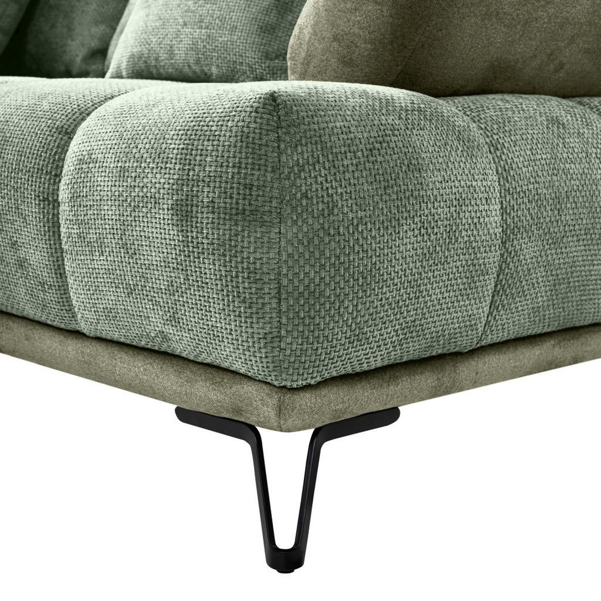 ECKSOFA in Chenille Grün  184/262 cm  - Schwarz/Grün, MODERN, Textil/Metall (184/262cm) - MID.YOU
