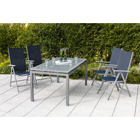 GARTENKLAPPSESSEL-SET Aluminium Dunkelblau  - Silberfarben/Dunkelblau, ROMANTIK / LANDHAUS, Textil/Metall (57/108/65cm) - Gardenson