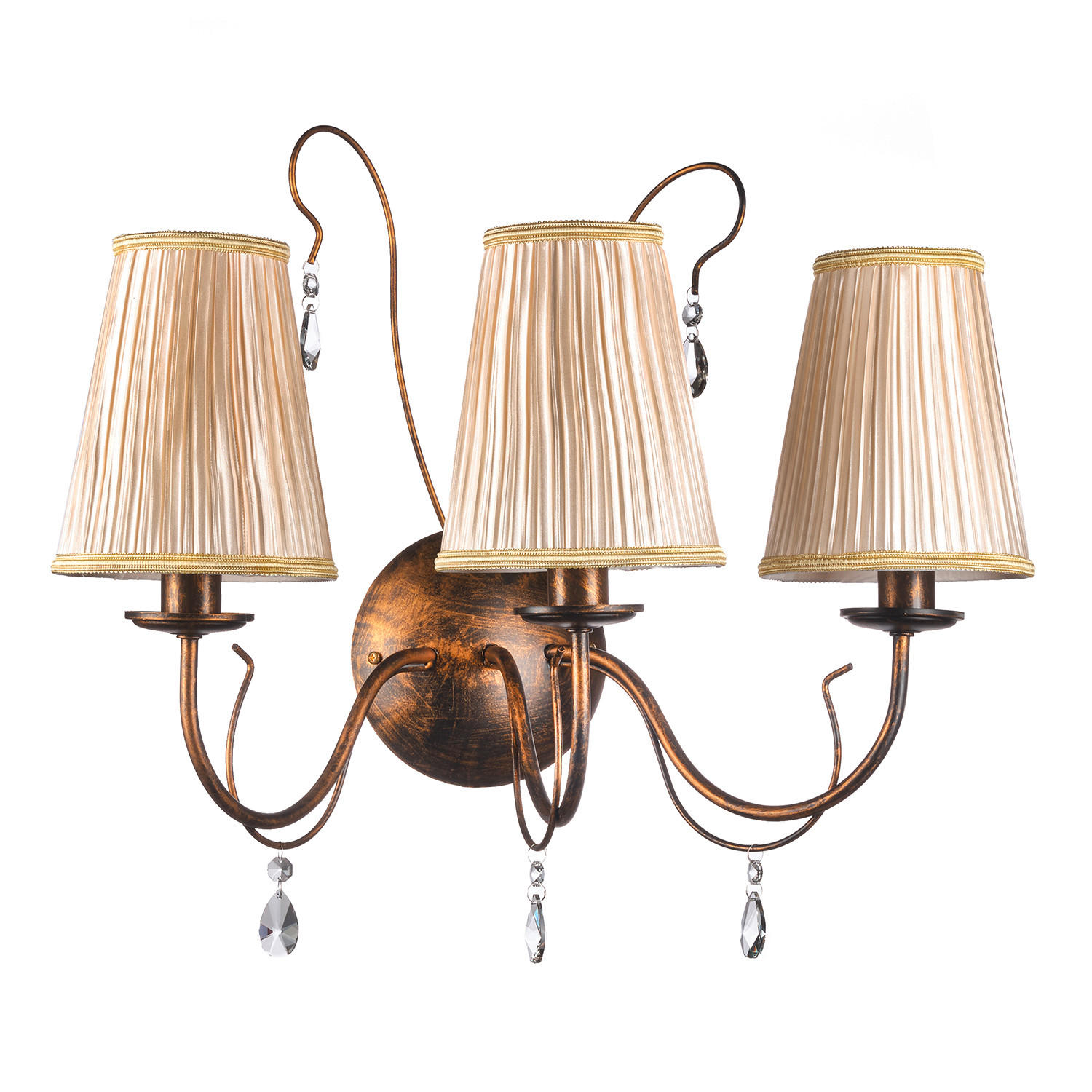 WANDLEUCHTE 56/37/40 cm   - Cognac, KONVENTIONELL, Glas/Textil (56/37/40cm)