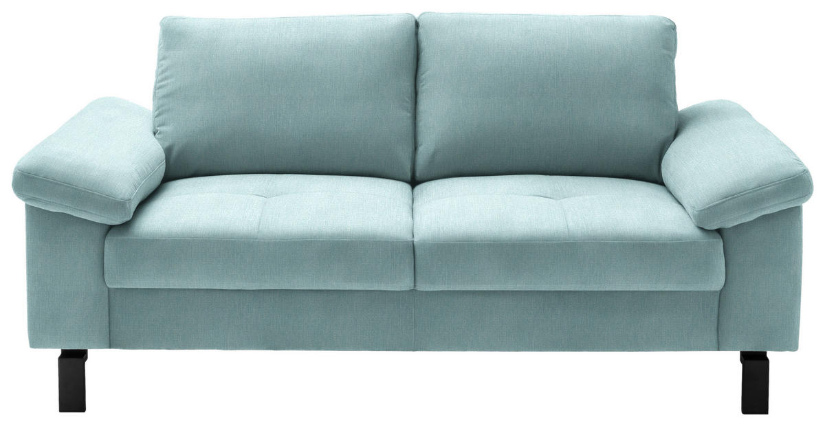 2-SITZER-SOFA in Velours Türkis  - Türkis/Schwarz, Design, Textil/Metall (186/86/97cm) - Pure Home Lifestyle