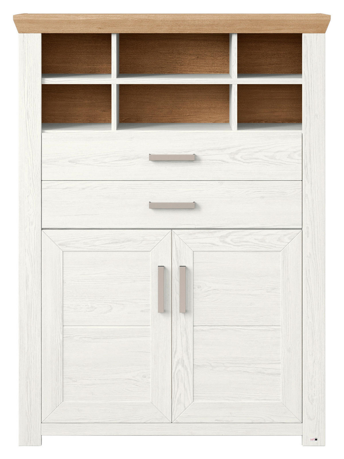 HIGHBOARD  in 104,4/142,6/42,2 cm  - Eiche Artisan/Weiß, Design, Holzwerkstoff/Metall (104,4/142,6/42,2cm) - SetOne by Musterring