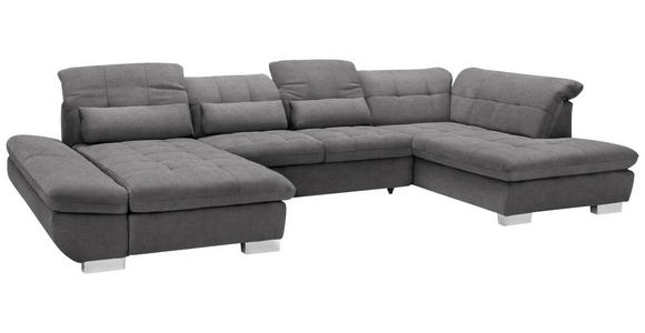 WOHNLANDSCHAFT  in Mikrofaser Grau  - Chromfarben/Grau, Design, Kunststoff/Textil (204/350/211cm) - Xora