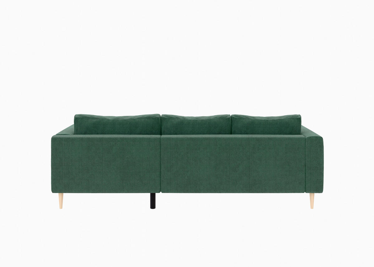 ECKSOFA Dunkelgrün Cord  - Dunkelgrün/Buchefarben, MODERN, Holz/Textil (232/161cm) - Trendmanufaktur