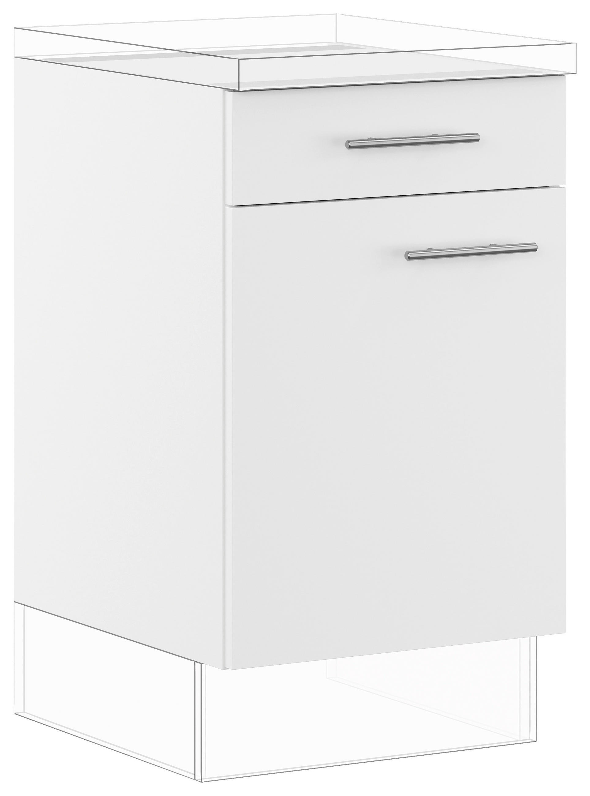SCHUBKASTENUNTERSCHRANK 50/87,8/57,6 cm  Weiss  - Weiss/Edelstahlfarben, Basics, Holzwerkstoff/Metall (50/87,8/57,6cm) - Impuls
