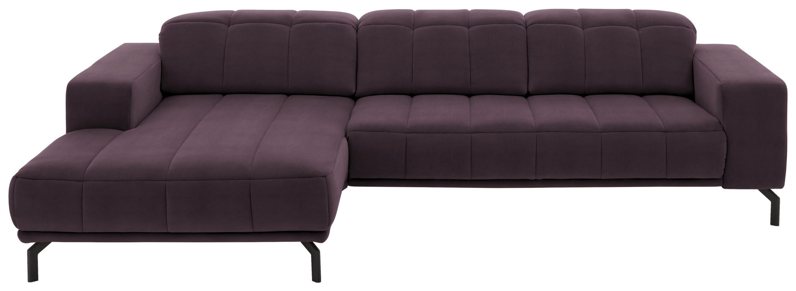 ECKSOFA in Velours Lila  - Lila/Schwarz, Design, Textil/Metall (195/293cm) - Beldomo Style