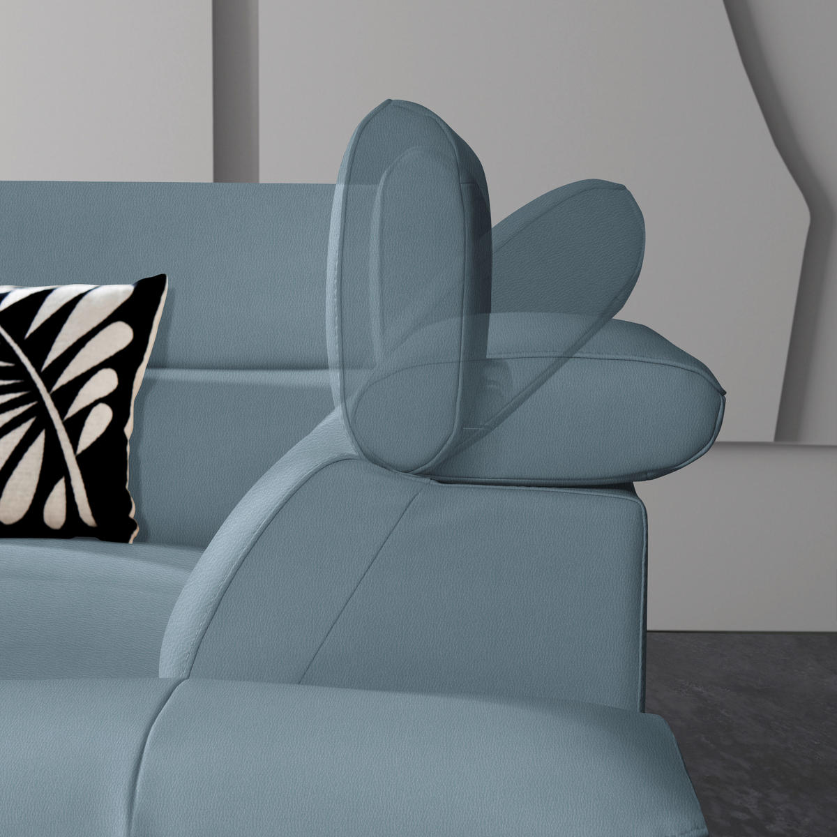 ECKSOFA Blaugrau Echtleder  - Blaugrau/Schwarz, Design, Leder/Metall (225/281cm) - Celina Home