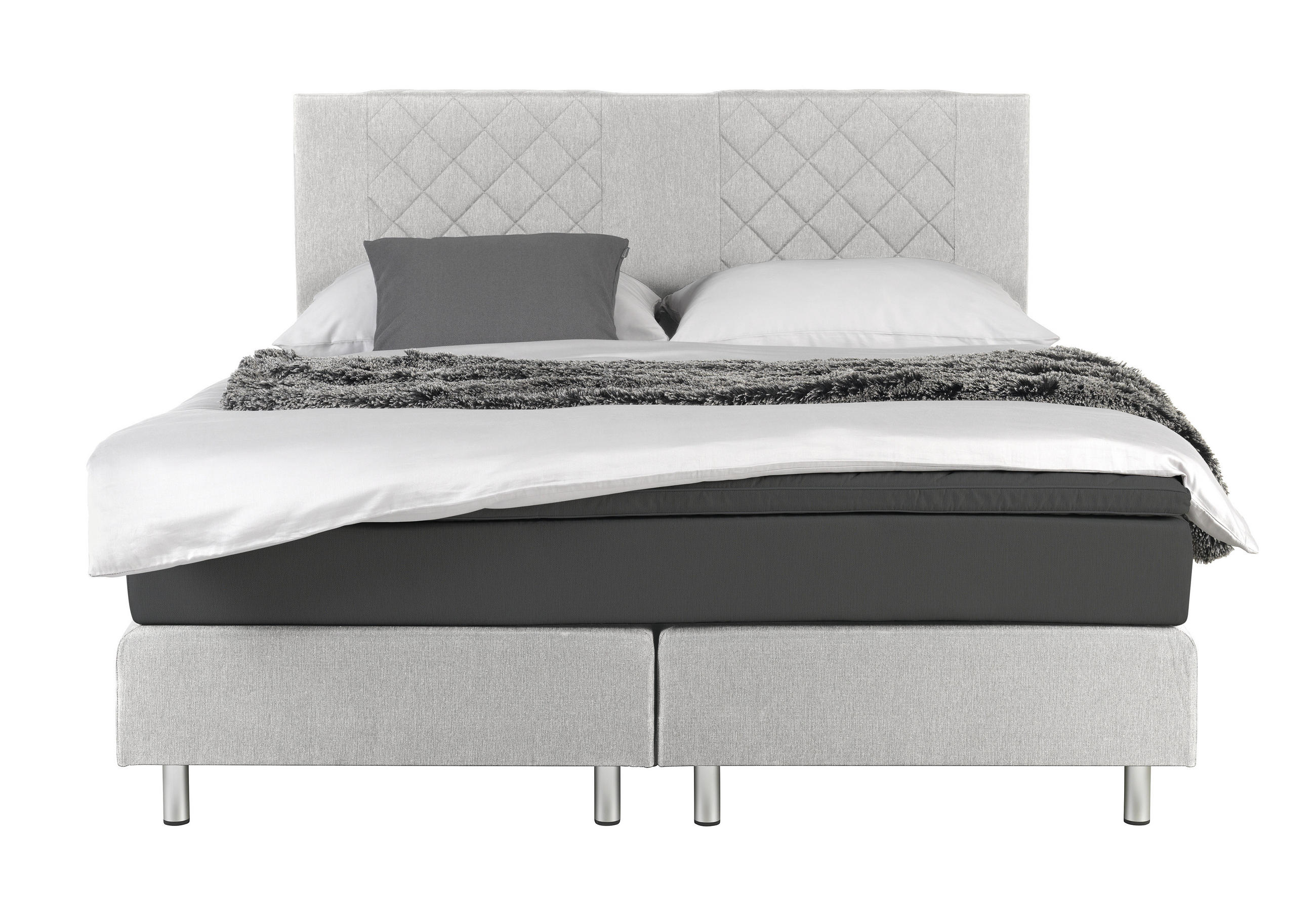 KONTINENTALSÄNG 160/200 cm  i antracit, ljusgrå  - aluminiumfärg/ljusgrå, Design, trä (160/200cm) - Livetastic
