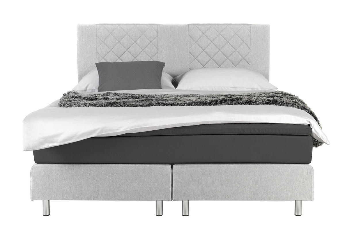 BOXSPRING-ÁGY 180/200 cm  antracit, szürke  - alumínium színű/antracit, Design, fa (180/200cm) - Carryhome