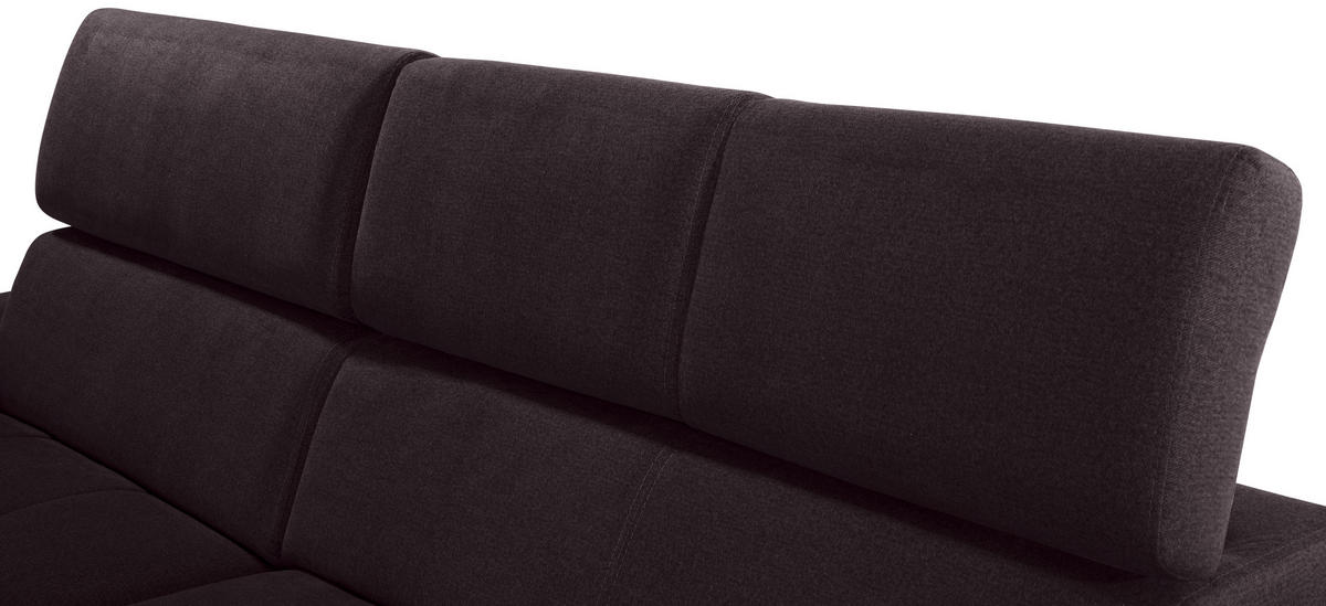 ECKSOFA in Velours Aubergine  - Silberfarben/Aubergine, Design, Holz/Textil (183/292cm) - Livetastic