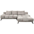 ECKSOFA in Chenille Sandfarben  - Sandfarben/Schwarz, MODERN, Textil/Metall (290/182cm) - Hom`in