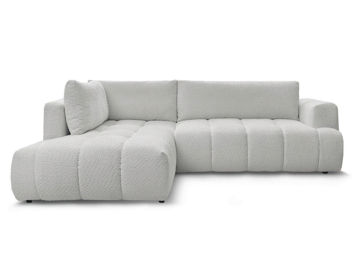 ECKSCHLAFSOFA FUJI Bouclé Hellgrau  inkl.  - Hellgrau/Schwarz, MODERN, Kunststoff/Textil (204/282cm)
