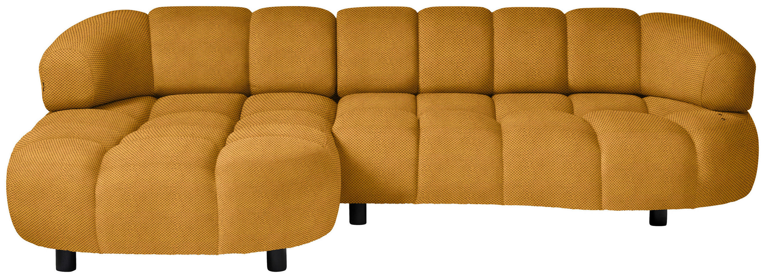 ECKSOFA in Webstoff Currygelb  183/284 cm  - Currygelb/Schwarz, Design, Holz/Textil (183/284cm) - Welnova