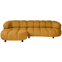 ECKSOFA in Webstoff Currygelb  183/284 cm  - Currygelb/Schwarz, Design, Holz/Textil (183/284cm) - Welnova