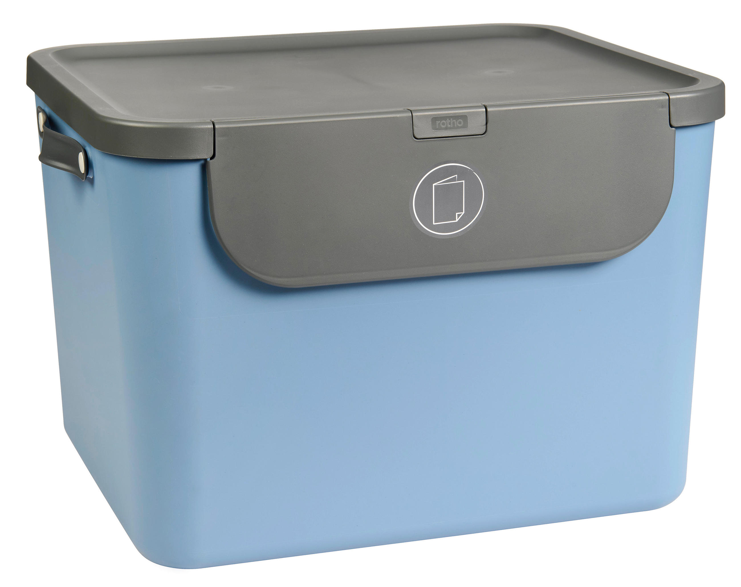 ABFALLEIMER ALBULA 55 L  - Anthrazit/Hellblau, KONVENTIONELL, Kunststoff (40,5/34/52,3cm) - Rotho