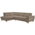 ECKSOFA in Flachgewebe Beige  - Eichefarben/Beige, MODERN, Holz/Textil (212/287cm) - Valnatura