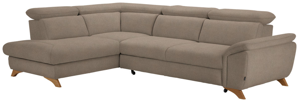 ECKSOFA in Flachgewebe Beige  - Eichefarben/Beige, Modern, Holz/Textil (212/287cm) - Valnatura