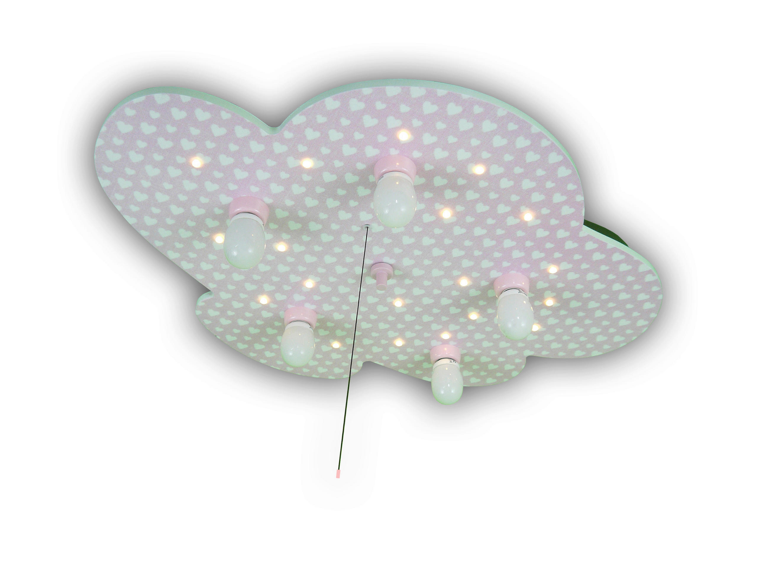 XXXLutz Kinderdeckenleuchte Miniherzen Rosa, Weiß 74 cm