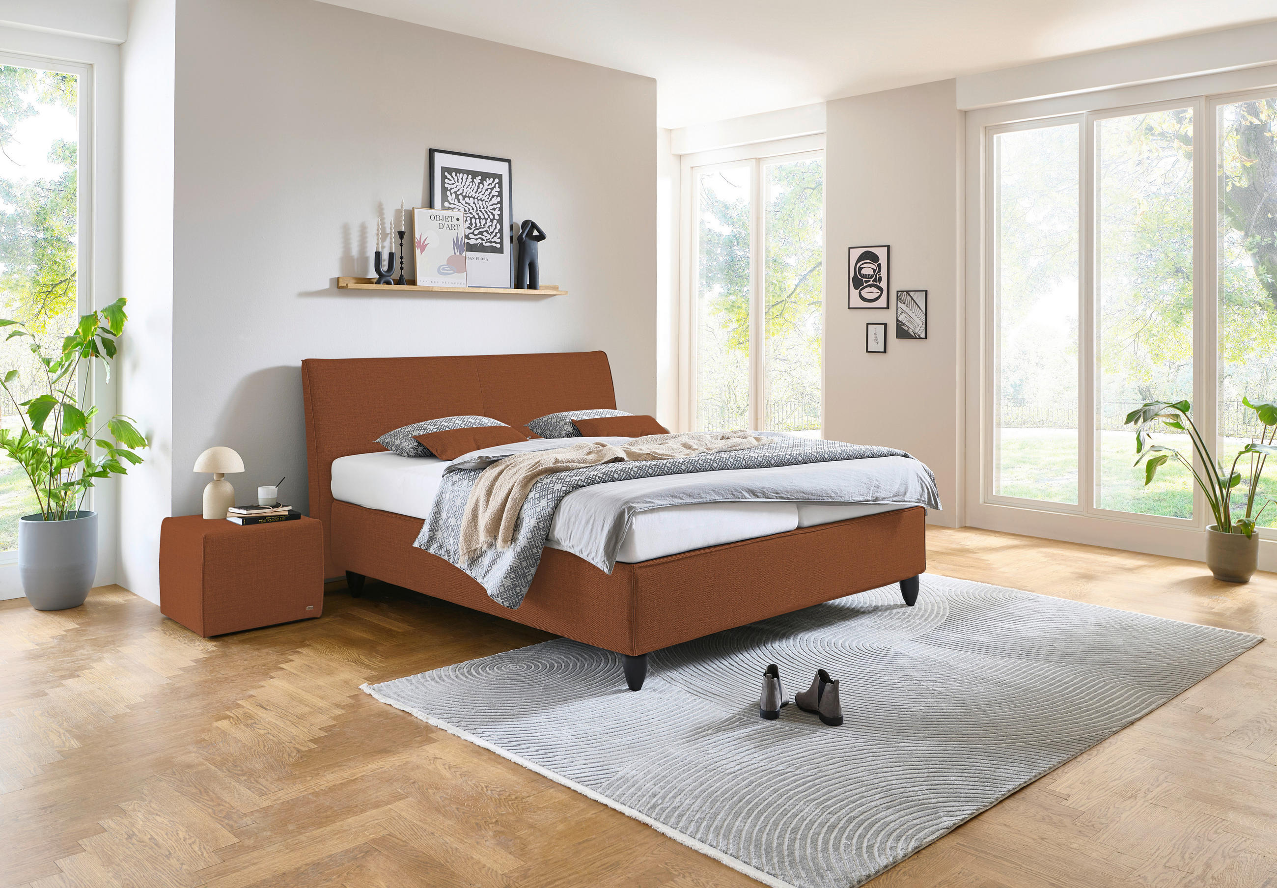BOXSPRINGBETT 200/200 cm  in Orange  - Schwarz/Orange, Design, Holzwerkstoff/Kunststoff (200/200cm) - RUF Betten