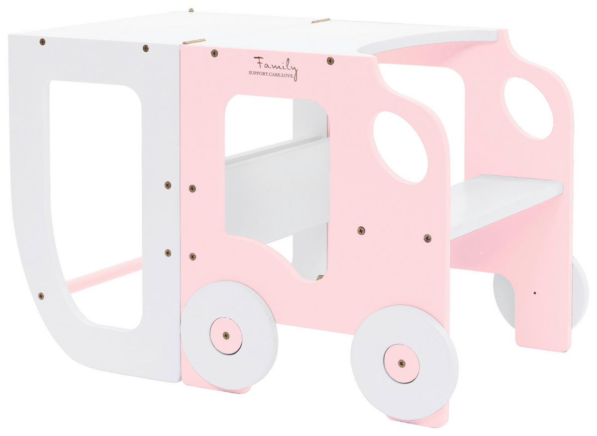 KOMBIHOCHSTUHL  - Pink/Weiß, Basics, Holz (38/90/40cm)