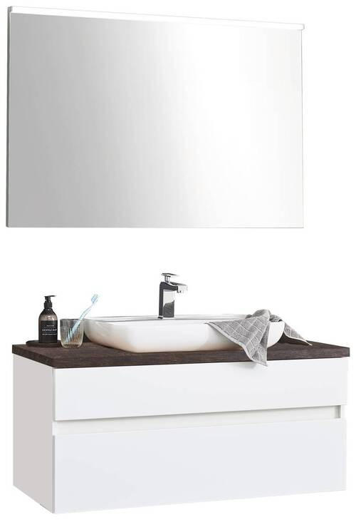 BAIE - alb/culoare lemn stejar, Design, ceramică/sticlă (100cm) - Novel