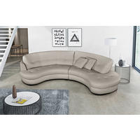 ECKSOFA Hellgrau Echtleder Lederlook  - Hellgrau/Schwarz, Design, Leder/Kunststoff (300/113cm) - Livetastic