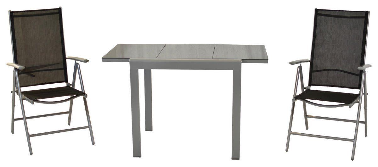 GARTENSET Aluminium  - Silberfarben/Schwarz, MODERN, Metall - Gardenson