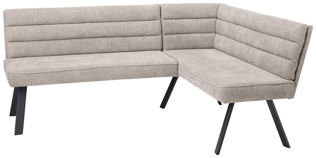 ECKBANK 195/155 cm beflockt Braun, Schwarz   - Schwarz/Braun, Design, Textil/Metall (195/155cm) - Cantus