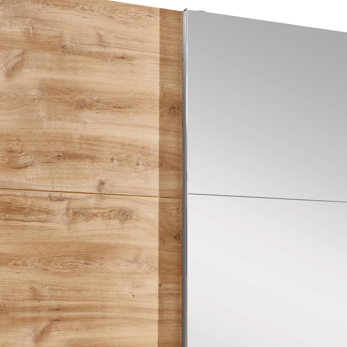 SCHWEBETÜRENSCHRANK in Eichefarben  - Chromfarben/Eichefarben, Modern, Glas/Holzwerkstoff (250/216/65cm) - MID.YOU