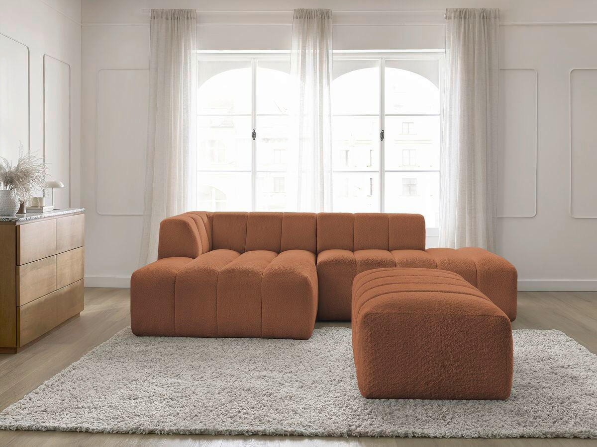 ECKSOFA  ANNECY Orange Bouclé  - Schwarz/Orange, MODERN, Kunststoff/Textil (170/262cm)