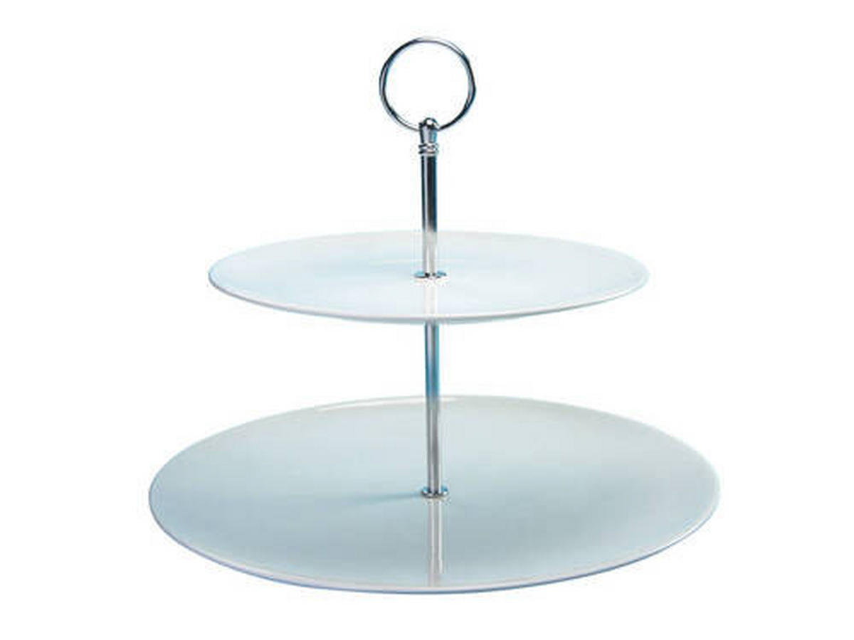 ETAGERE 2-stöckig - Weiß, Keramik/Metall - Creatable