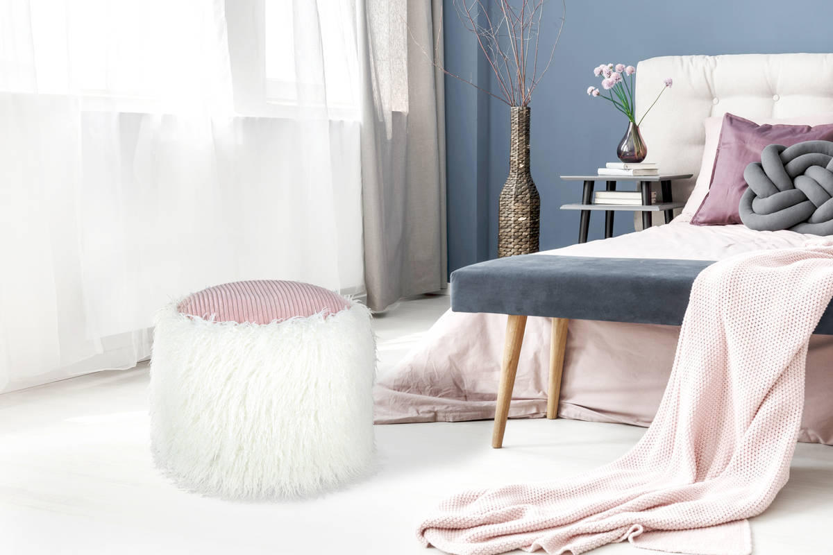 POUF in Rosa, Weiß Kunststoff  - Rosa/Weiß, Basics, Kunststoff (45/38/45cm) - Kayoom