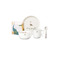 KINDERGESCHIRRSET KIDS, FIONA FLAMINGO Fine Bone China 4-teilig  - Rosa/Weiß, Basics, Keramik - ASA