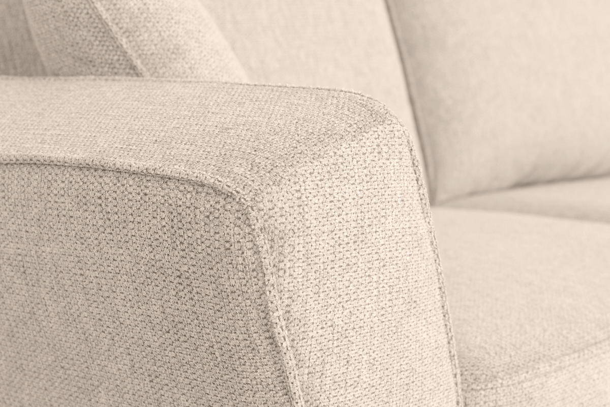 ECKSOFA in Flachgewebe Creme  - Eichefarben/Creme, Konventionell, Holz/Textil (265/159cm) - Carryhome