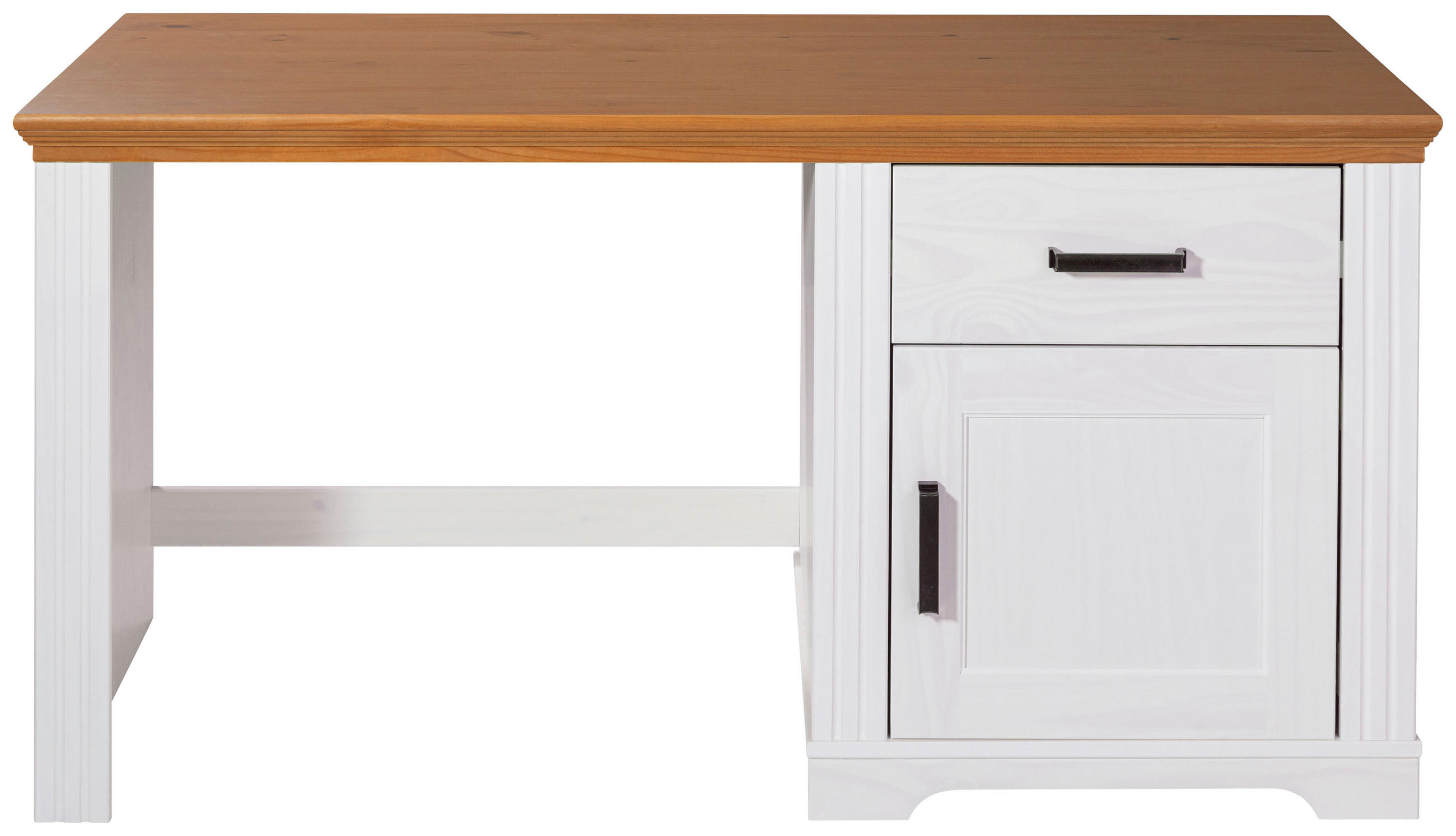 SCHREIBTISCH  in Weiß, Eichefarben  - Eichefarben/Weiß, MODERN, Holz/Metall (143/76/65cm) - MID.YOU