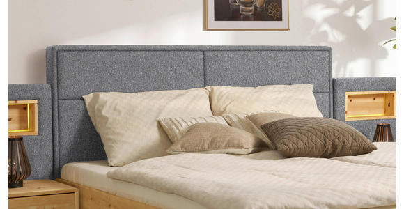 BETT 180/200 cm in Zirbelkieferfarben, Hellgrau - Zirbelkieferfarben/Hellgrau, Natur, Holz/Textil (180/200cm) - Valnatura