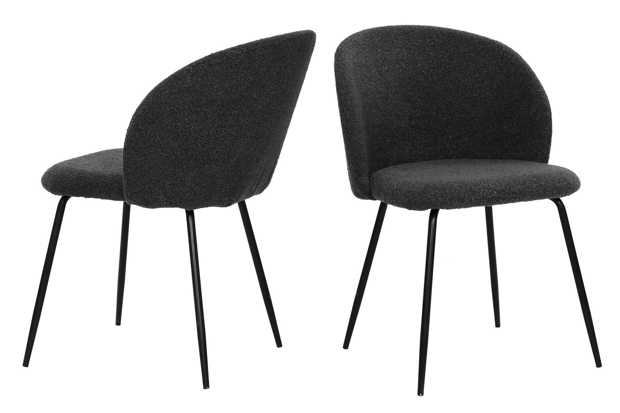 STUHL-SET 2 Stück  in Struktur  - Schwarz, MODERN, Textil/Metall (60/78/48cm) - MID.YOU
