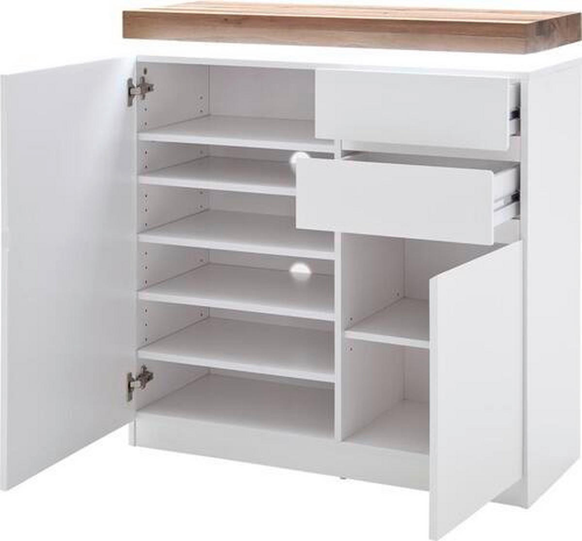 GARDEROBE 4-teilig  in 197/198/38 cm  - Weiss/Eichefarben, Design, Glas/Holz (197/198/38cm) - Novel