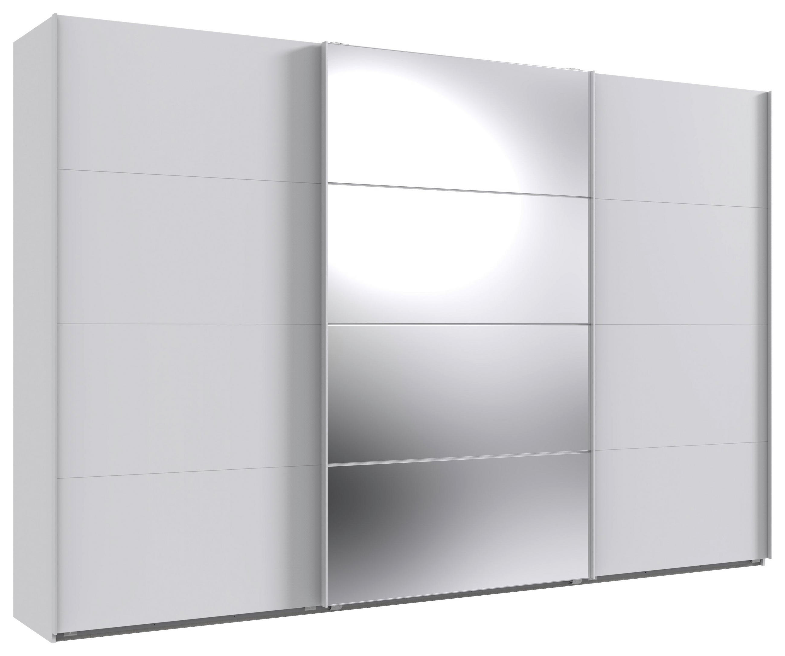SCHWEBETÜRENSCHRANK 360/236/64 cm 3-türig Weiß  - Weiß, MODERN, Glas/Holzwerkstoff (360/236/64cm) - MID.YOU