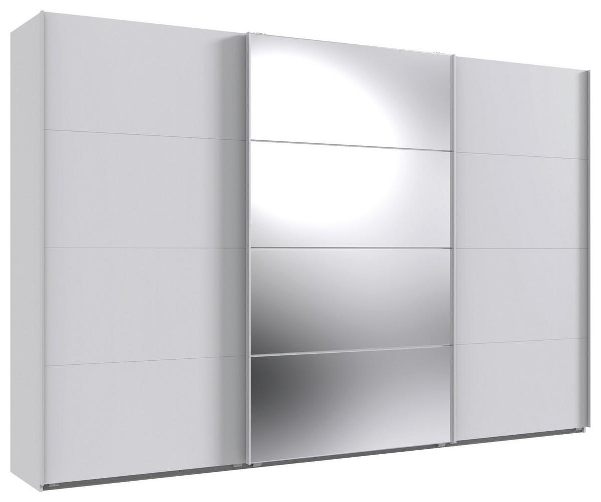 SCHWEBETÜRENSCHRANK 360/236/64 cm 3-türig Weiß  - Weiß, MODERN, Glas/Holzwerkstoff (360/236/64cm) - MID.YOU
