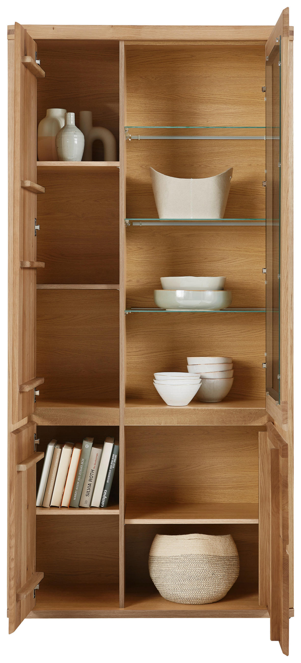 VITRINE Kernbuche  98/204/38 cm  - Kernbuche/Grau, Konventionell, Glas/Holz (98/204/38cm) - Voleo