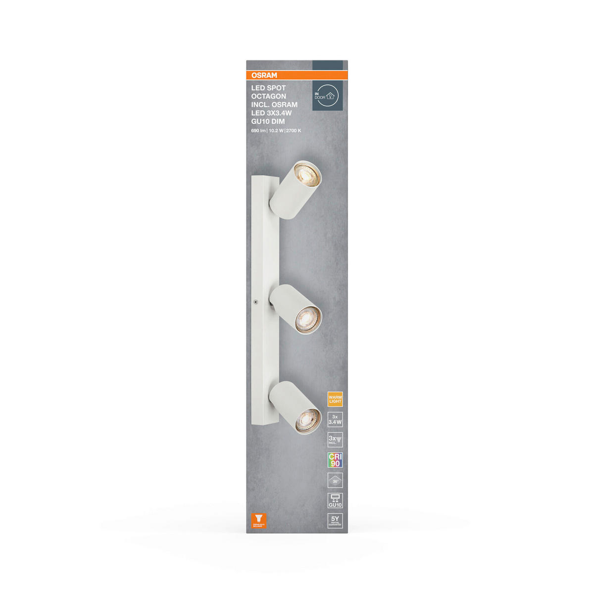 LED-STRAHLER 43/6/14 cm   - Weiß, Basics, Metall (43/6/14cm) - Osram