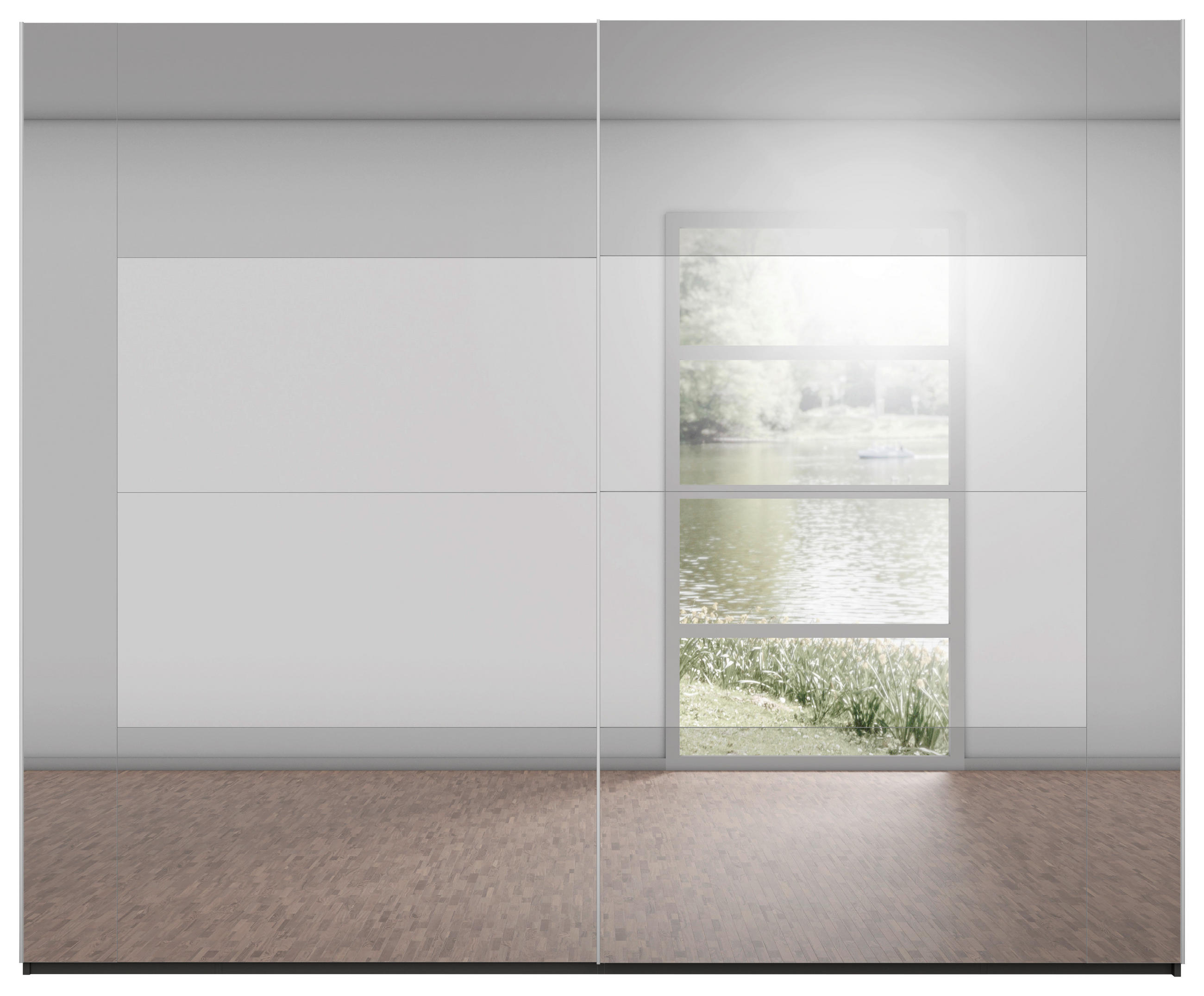 SCHWEBETÜRENSCHRANK  in Graphitfarben, Grau  - Graphitfarben/Grau, KONVENTIONELL, Glas/Holzwerkstoff (271/223/68cm) - Xora