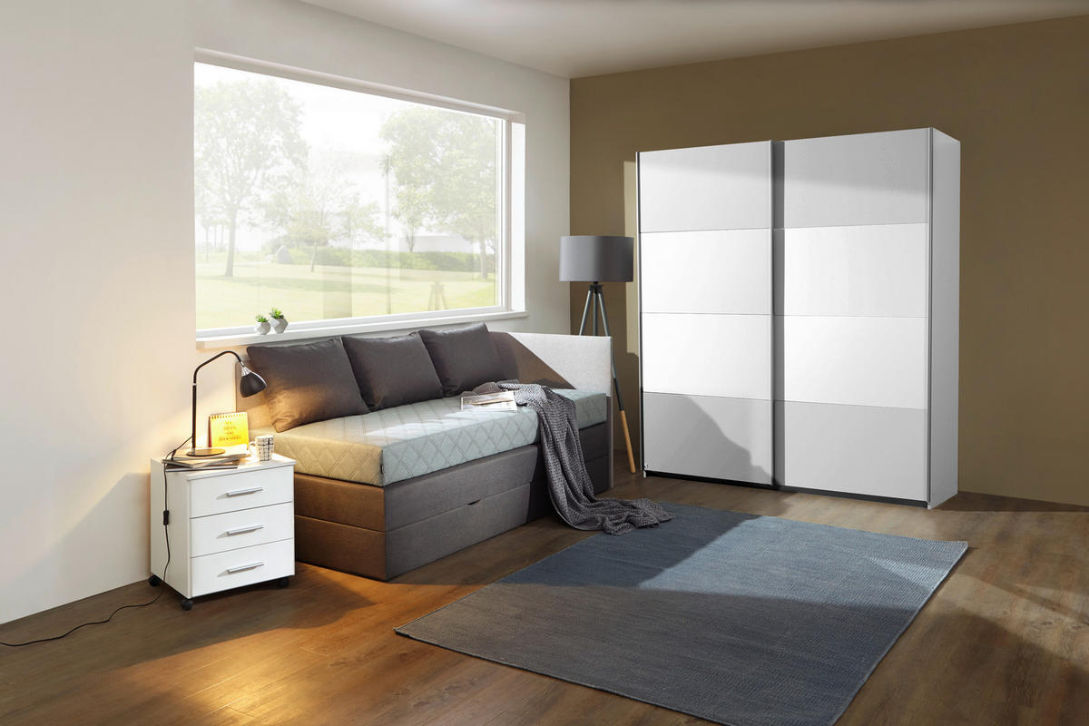 BOXSPRINGBETT 100/200 cm  in Hellgrau, Dunkelgrau  - Dunkelgrau/Hellgrau, KONVENTIONELL, Holz/Holzwerkstoff (100/200cm) - Xora