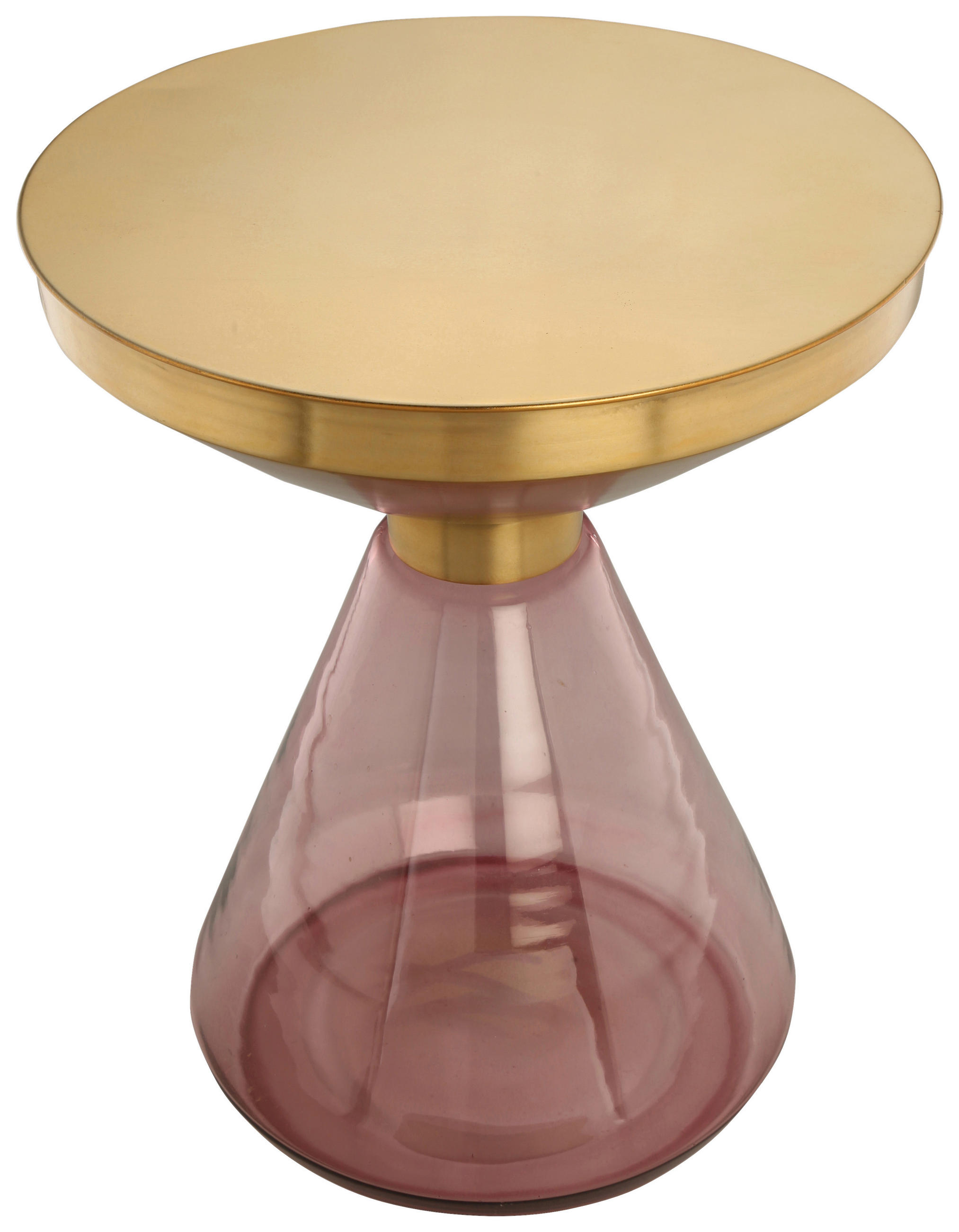 BEISTELLTISCH in Metall, Glas  - Goldfarben/Rosa, Design, Glas/Metall (41,5/53cm) - Kayoom