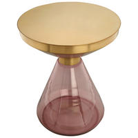 BEISTELLTISCH in Metall, Glas  - Goldfarben/Rosa, Design, Glas/Metall (41,5/53cm) - Kayoom