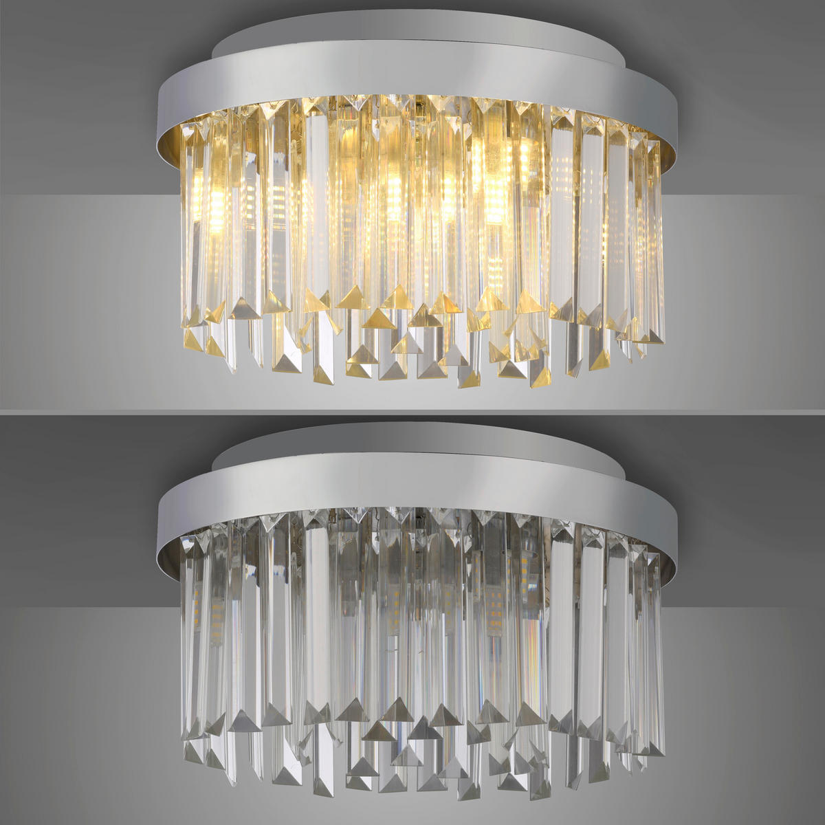 STROPNA SVETILKA 30/30/17 cm   - barve kroma, Design, kovina/umetna masa (30/30/17cm)